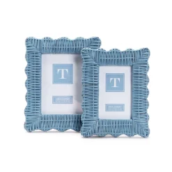 Blue Wicker Weave Photo Frame, Set of 2