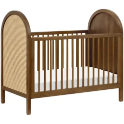 Bondi Cane 3-in-1 Convertible Crib with Toddler Bed Conversion Kit in Natural Walnut with Natural Cane