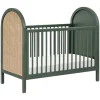 Bondi Cane 3-in-1 Convertible Crib with Toddler Bed Conversion Kit in Forest Green with Natural Cane