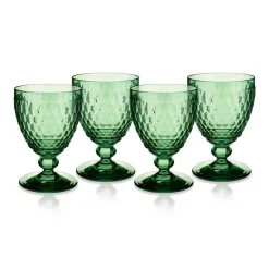Boston Colored Red Wine in Green, Set of 4