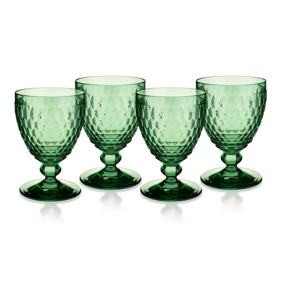 Boston Colored Red Wine in Green, Set of 4