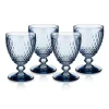 Boston Colored Water Goblet in Blue, Set of 4