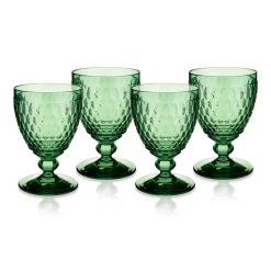 Boston Colored Water Goblet in Green, Set of 4