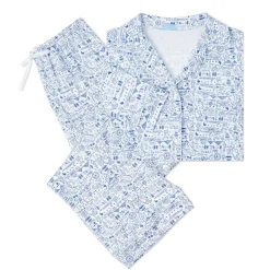 Boston Women's Button Front Long Pajama Set