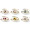Botanic Garden Meadow Breakfast Cups & Saucers, Set of 6