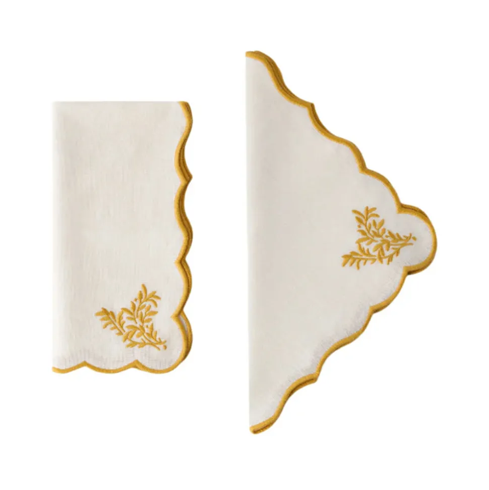 Botanica Embroidered Napkin in Yellow