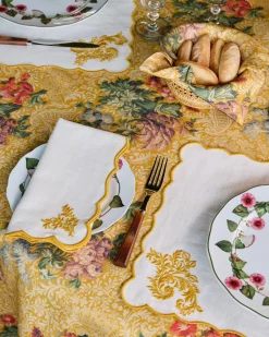 Botanica Embroidered Napkin in Yellow
