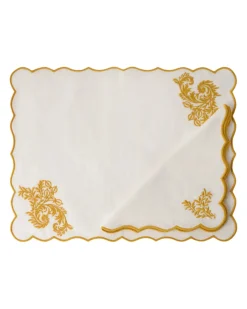 Botanica Embroidered Napkin in Yellow