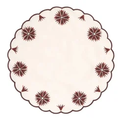Botanica Embroidered Round Placemat Terracotta White/Burgundy