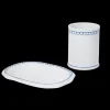 Bouclette Tumbler & Oval Perle Petite Plate in Blue, Set of 2