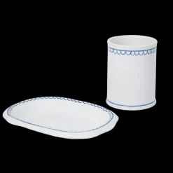Bouclette Tumbler & Oval Perle Petite Plate in Blue, Set of 2