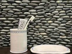 Bouclette Tumbler & Oval Perle Petite Plate in Blue, Set of 2