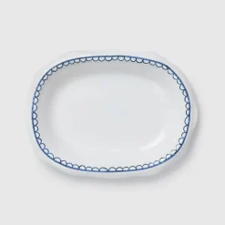 Bouclette Tumbler & Oval Perle Petite Plate in Blue, Set of 2