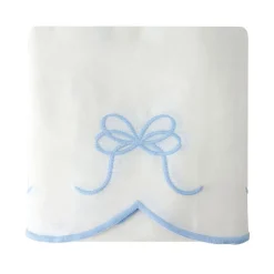Bow Scalloped Crib Skirt in Soft Blue
