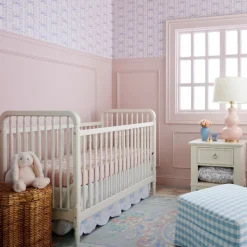 Bow Scalloped Crib Skirt in Soft Blue