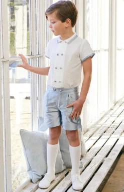 Boys Celebration Shorts in Blue silk