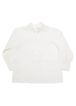 Boy's Double-Breasted Mandarin Collar Shirt in White