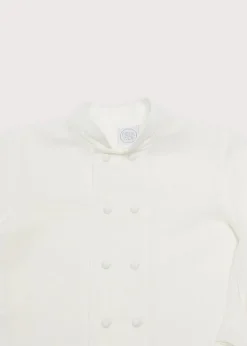 Boy's Double-Breasted Mandarin Collar Shirt in White