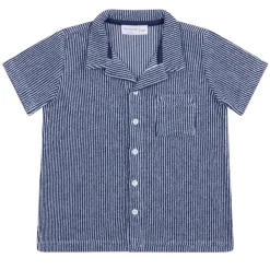 Boy’s Navy Stripe French Terry Button Up
