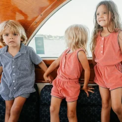 Boy’s Navy Stripe French Terry Button Up