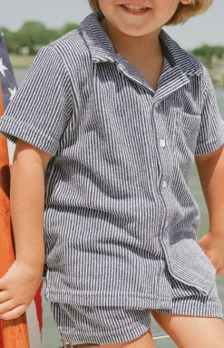 Boy’s Navy Stripe French Terry Short
