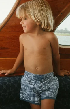 Boy’s Newport Navy Gingham Boardie