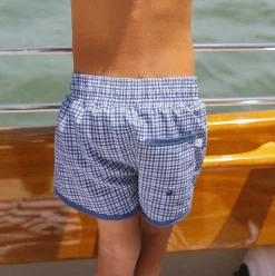 Boy’s Newport Navy Gingham Boardie