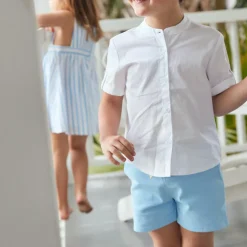 Boys Peri Blue Cotton Twill Short
