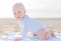 Boys Rashguard One-Piece in Powder Blue Stripe