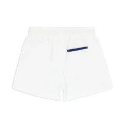 Boys White French Terry Shorts With Navy Trim