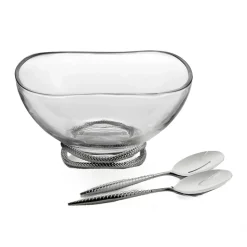 Braid Glass Salad Bowl with Servers