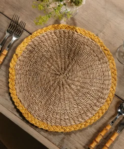 Braided Abaca Placemat in Natural & Straw