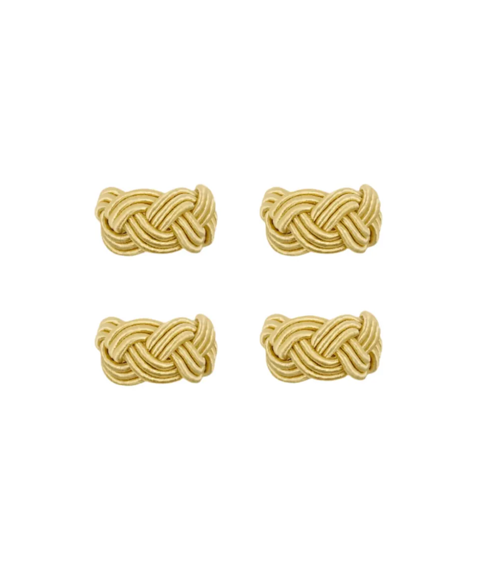 Braided Napkin Rings in Antique Gold, Set of 4