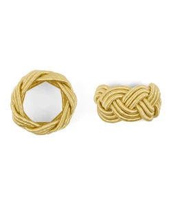 Braided Napkin Rings in Antique Gold, Set of 4
