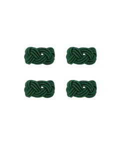 Braided Napkin Rings in Fir Green, Set of 4