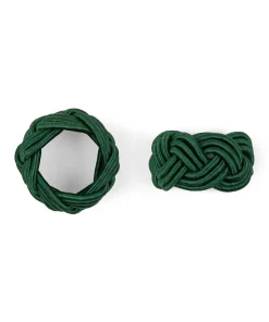 Braided Napkin Rings in Fir Green, Set of 4