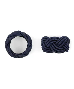 Braided Napkin Rings in Navy, Set of 4