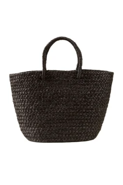 Braided Raffia Day Bag Black