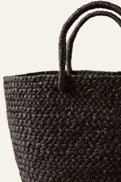 Braided Raffia Day Bag Black