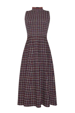 Brice Dress in Navy Mini Check