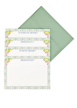 Bridesmaid Cards in Green Mosaic, Set of 10