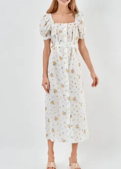 Brigitte Linen Maxi Dress in Mimosa
