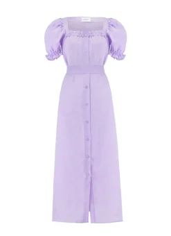 Brigitte Linen Maxi Dress in Lavender