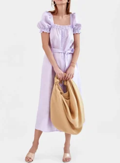 Brigitte Linen Maxi Dress in Lavender