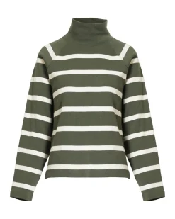 Brinkley Pullover in Army & Chalk Wide Stripe