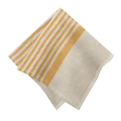 Brittany Natural Napkins in Natural & Mustard, Set of 4