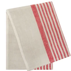 Brittany Natural Tea Towels in Natural & Red, Set of 2