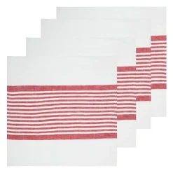 Brittany White Napkins in White & Red, Set of 4
