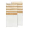 Brittany White Tea Towels in White & Mustard, Set of 2