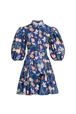 Bromelia Mini Dress in Tulipan Navy Print